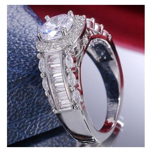 Fashion engagement Square Ring Princess wind micro setting Artificial zircon womens ring Image 4