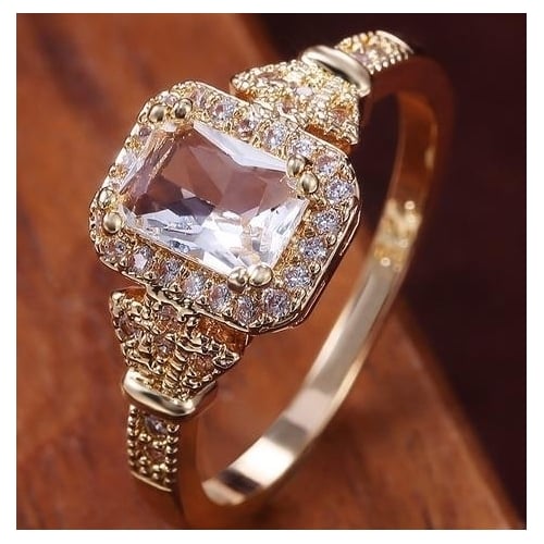 Fashion claw set rectangular Artificial zircon ring Image 1