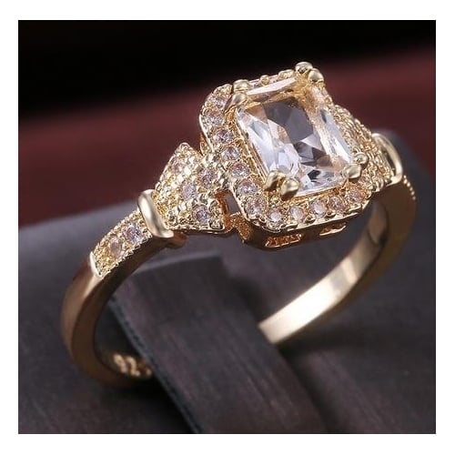 Fashion claw set rectangular Artificial zircon ring Image 2