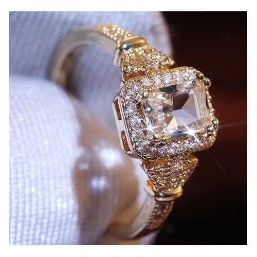 Fashion claw set rectangular Artificial zircon ring Image 4