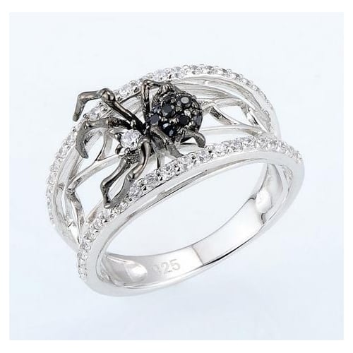 Creative three-dimensional Black Spider Web Ring Image 1