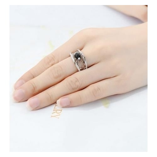 Creative three-dimensional Black Spider Web Ring Image 2