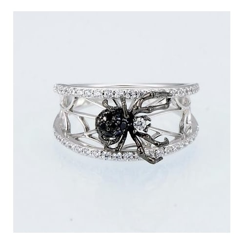 Creative three-dimensional Black Spider Web Ring Image 3