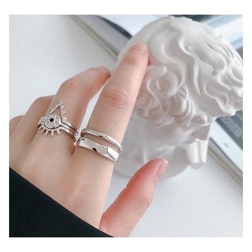 S Sterling Fashion style Ring ins irregular ring double opening Fashion style Ring Image 3