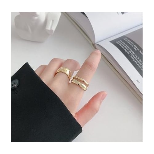 S Sterling Fashion style Ring ins irregular ring double opening Fashion style Ring Image 4