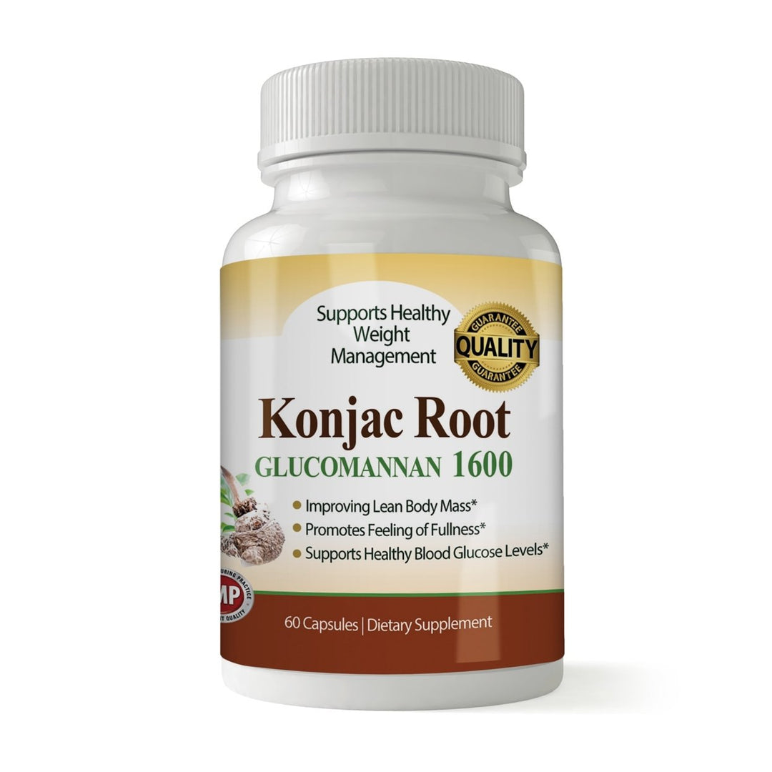 Pure Konjac Root 1600mg Weight Loss Capsules 60 Count Natural Fiber Supplement Image 1