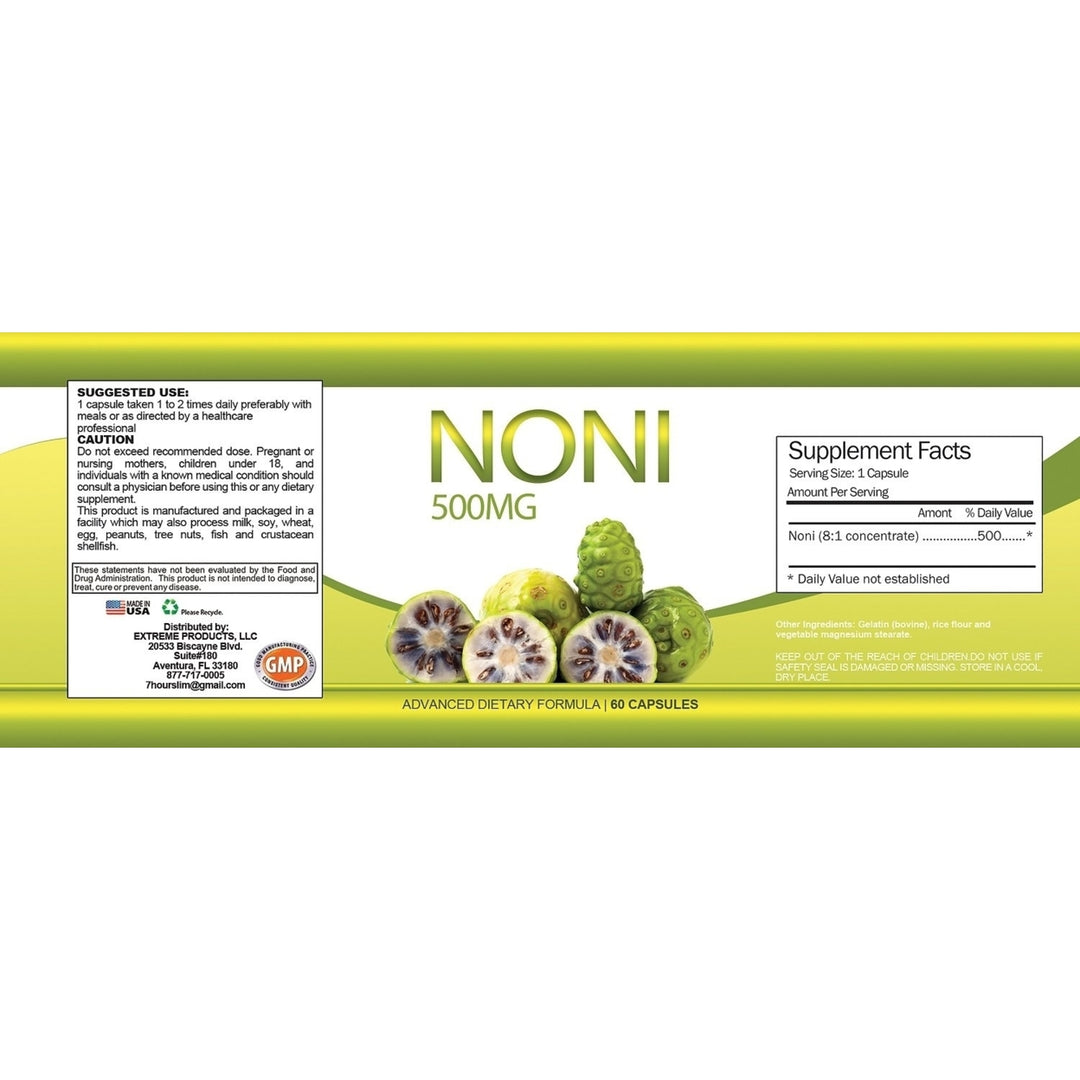 Noni Fruit Concentrate 500 MG Immune Health and Cellular Support (60 Powder Capsules) Image 3