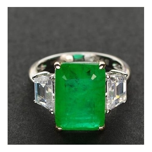 S Vintage Sterling Fashion style Emerald Ring Image 1