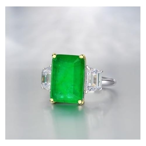 S Vintage Sterling Fashion style Emerald Ring Image 3