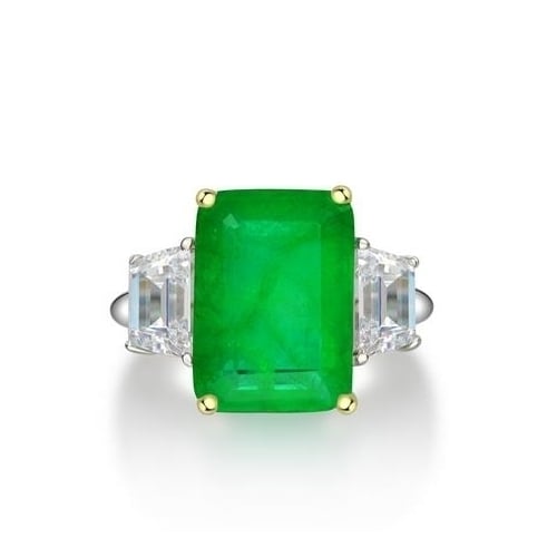 S Vintage Sterling Fashion style Emerald Ring Image 4