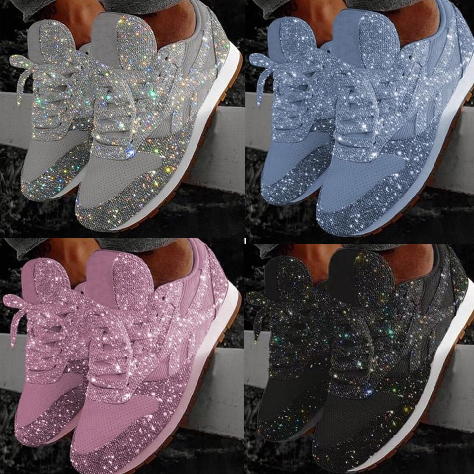 Sparkly Crystal Platform Sneakers Image 1