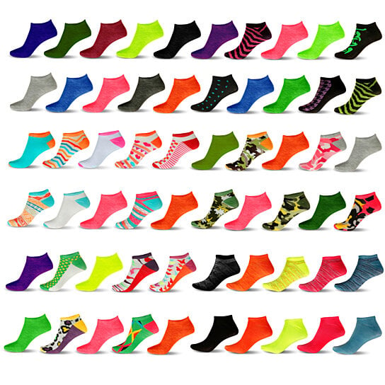 20-Pair Womens Colorful No Show Low Cut Ankle Socks Breathable Cotton Blend Image 1