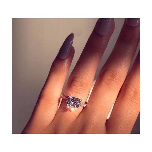 AAA Artificial zircon heart ring wish engagement party ring Image 1