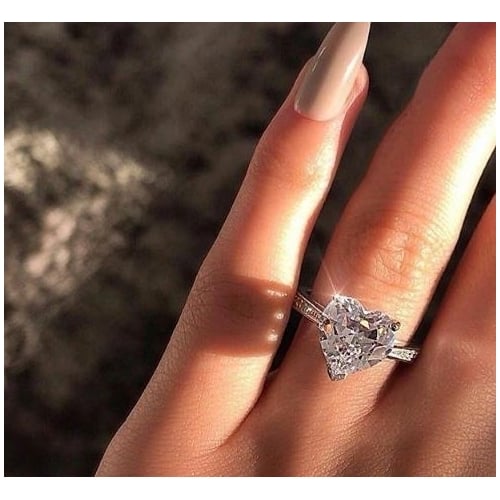 AAA Artificial zircon heart ring wish engagement party ring Image 2