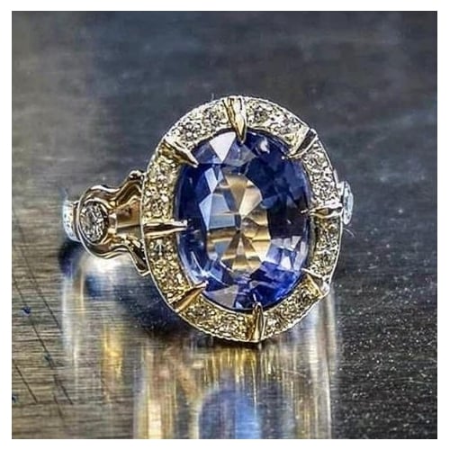 Fashion womens ring water blue Artificial zircon ring Image 3