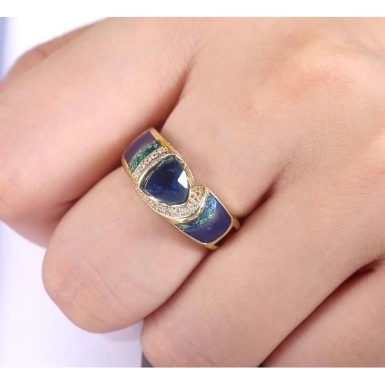 Fashion Blue Sapphire with Artificial zircon ium ring Image 2