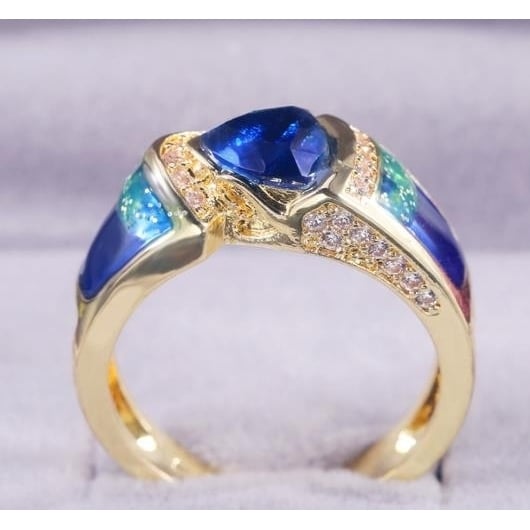 Fashion Blue Sapphire with Artificial zircon ium ring Image 4