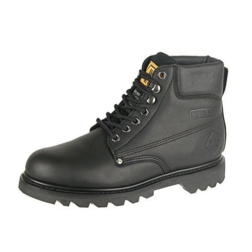 WORK ZONE Mens 6" Black Steel Toe Work Boots S611 Oil Full Grain Leather Image 1