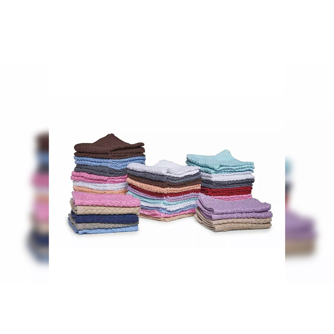 12-Pack: 100% Cotton Absorbent Kitchen Washcloth Towel Set 11"x11" Face Cloths Image 2