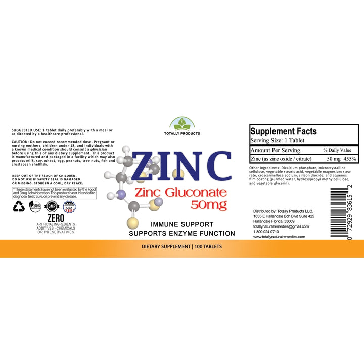 Totally Products ZINC 50mg Immunity Support (100 tablets) Image 4