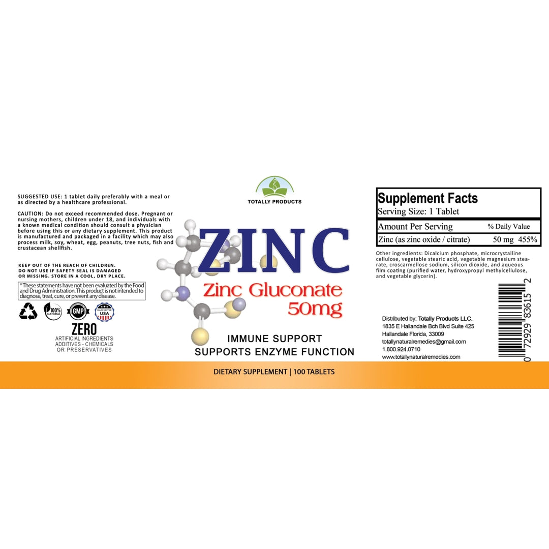 Totally Products ZINC 50mg Immunity Support (200 tablets) Image 4