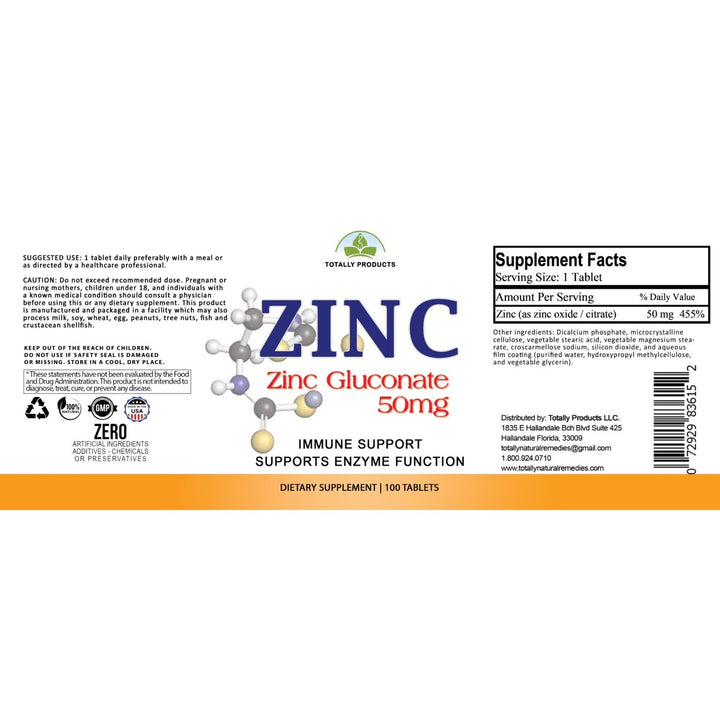 Totally Products ZINC 50mg Immunity Support (300 tablets) Image 4