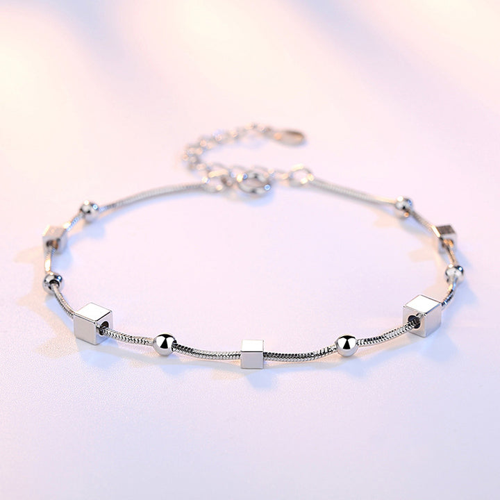 Classic Pentagram Square Bead Fashion Silver Bracelet Image 2