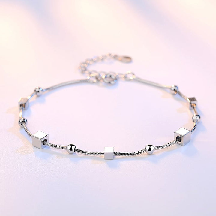 Classic Pentagram Square Bead Fashion Silver Bracelet Image 1