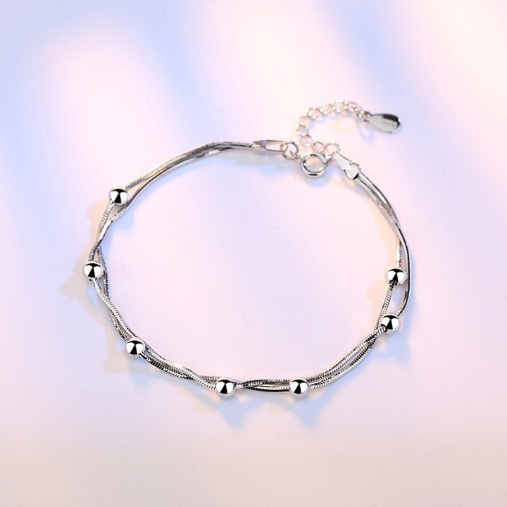 Classic Pentagram Square Bead Fashion Silver Bracelet Image 3