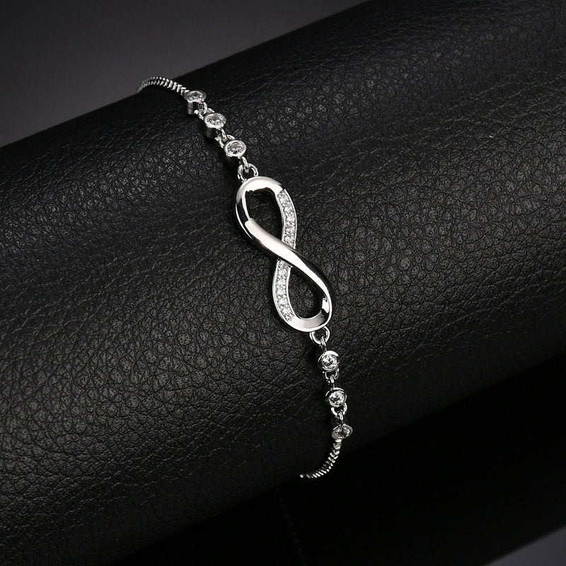 Womens Popular Adjustable Micro-set Zircon 8-character Bracelet Image 6