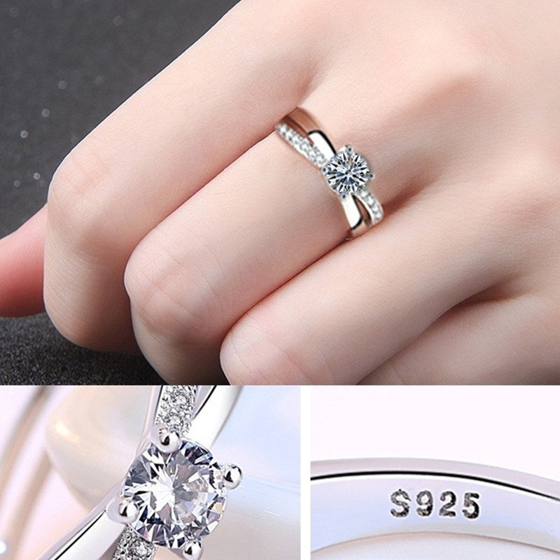 Fashion Ring Female Opening Diamond Cross Ring Image 2