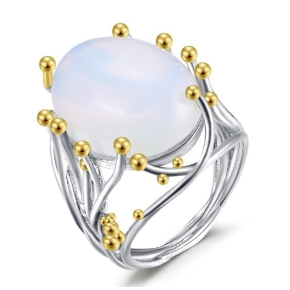 inlaid natural Moonstone Ring Image 1