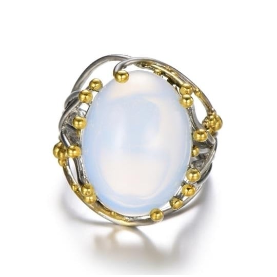 inlaid natural Moonstone Ring Image 2