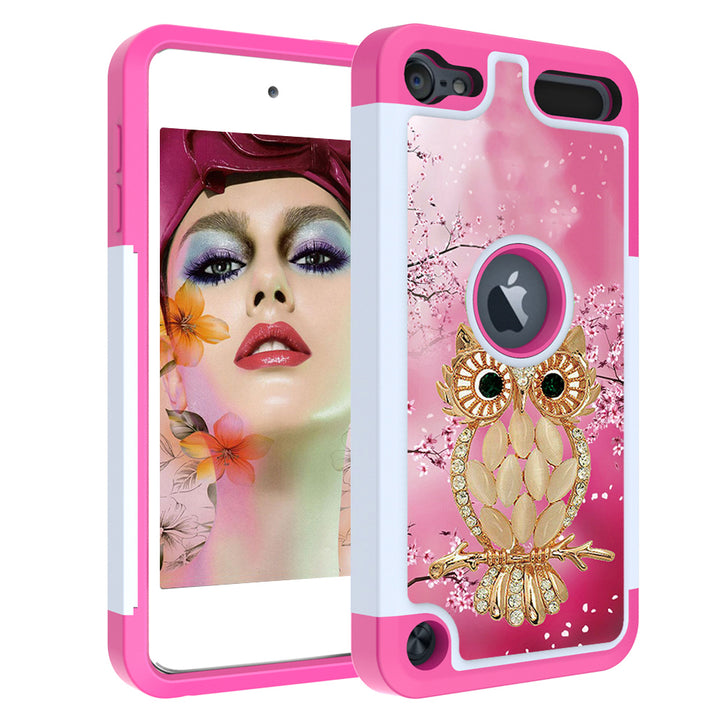 Luxury Painted Shockproof Phone Bling Case For Apple iPod Touch 5 6 7 Leather+PC 2 in 1 Silicone Cute back Cover Funda Image 9