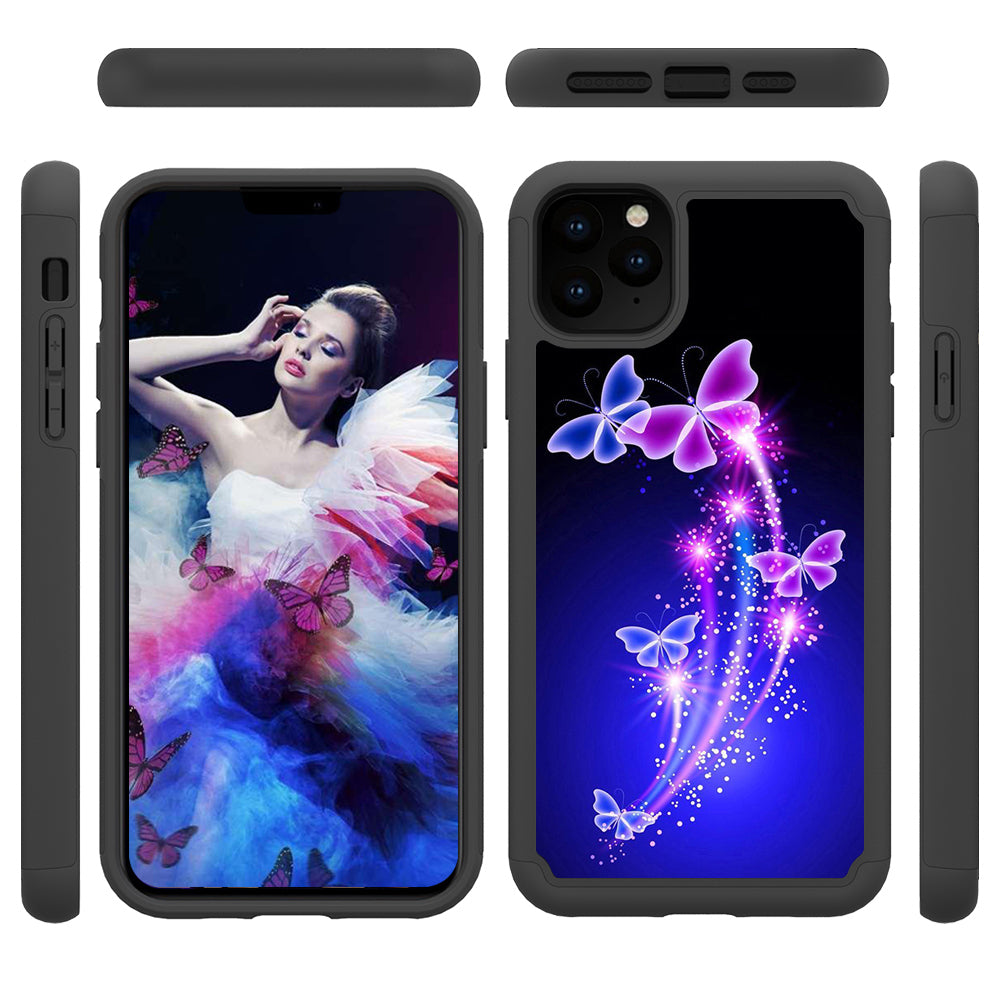 Luxury Painted Shockproof Phone Bling Case For iPhone 11 Pro Max XR Leather+PC 2 in 1 Cute back Cover Capa Image 2