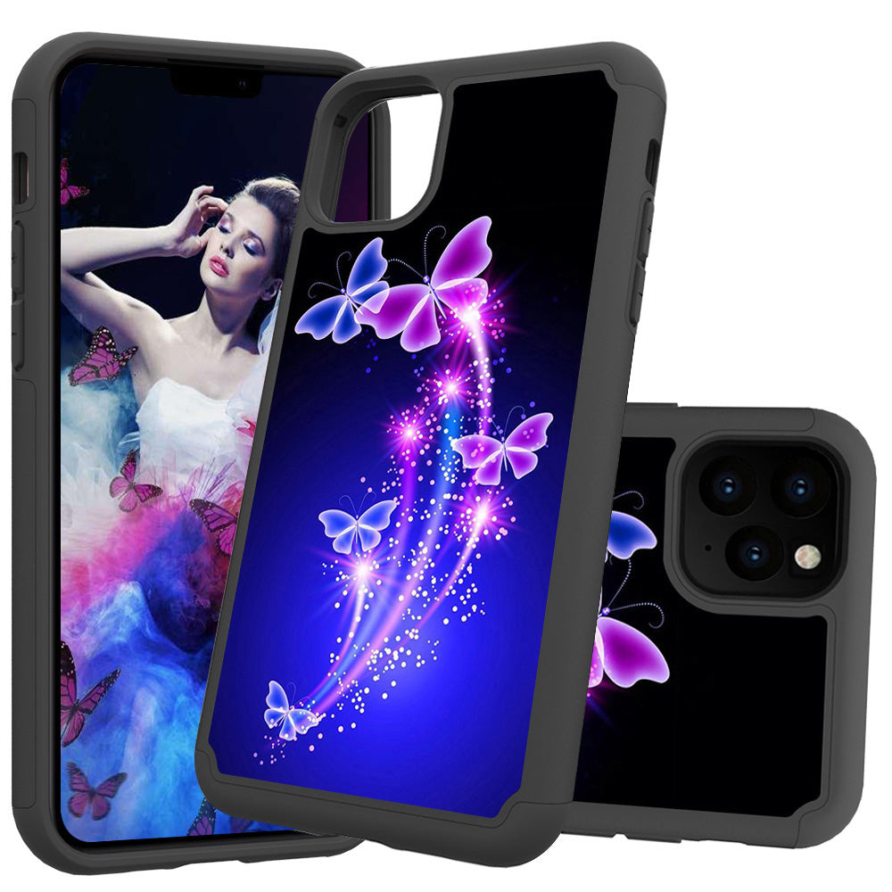 Luxury Painted Shockproof Phone Bling Case For iPhone 11 Pro Max XR Leather+PC 2 in 1 Cute back Cover Capa Image 3