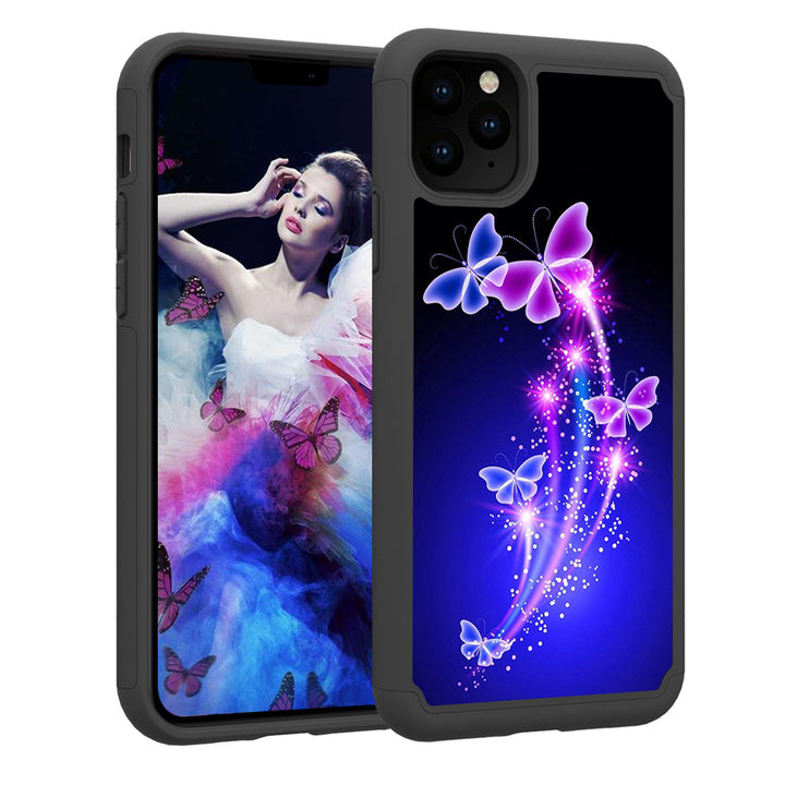 Luxury Painted Shockproof Phone Bling Case For iPhone 11 Pro Max XR Leather+PC 2 in 1 Cute back Cover Capa Image 1