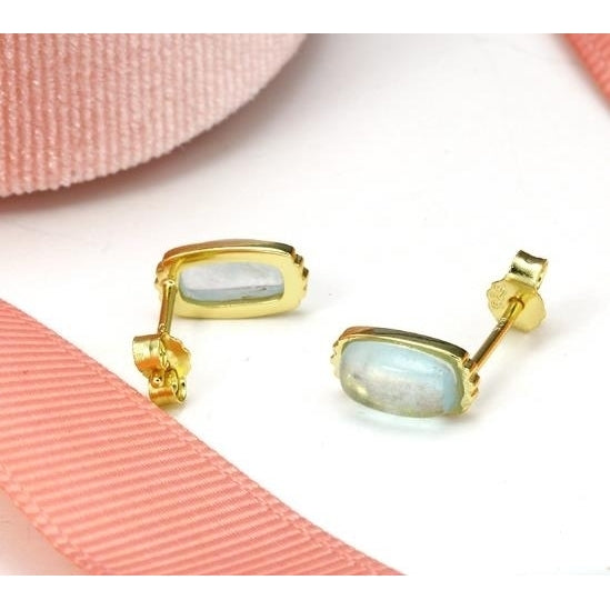 Agete natural Aquamarine simple Earrings Image 3
