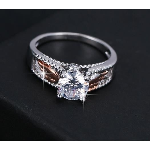 Artificial zircon angel wings two color Popular style seperate single ring Image 3