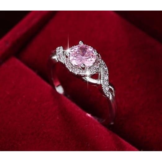 Pink Artificial zircon ring Image 1