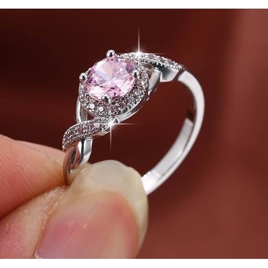 Pink Artificial zircon ring Image 3