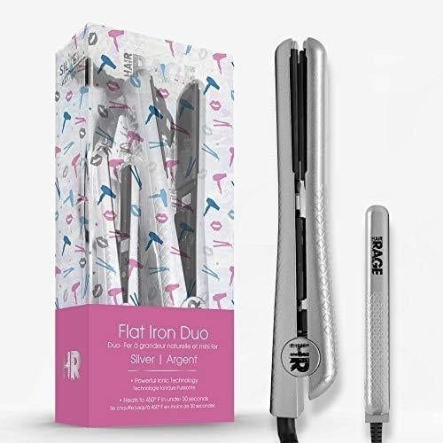 Hair Rage Travel Duo Flat Iron Set 1.25 Inch and 0.5 Inch Ceramic Plates Image 1