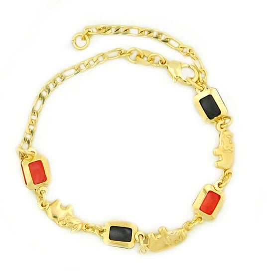 14k Gold Filled link Azabache Bracelet 7.5" Image 1