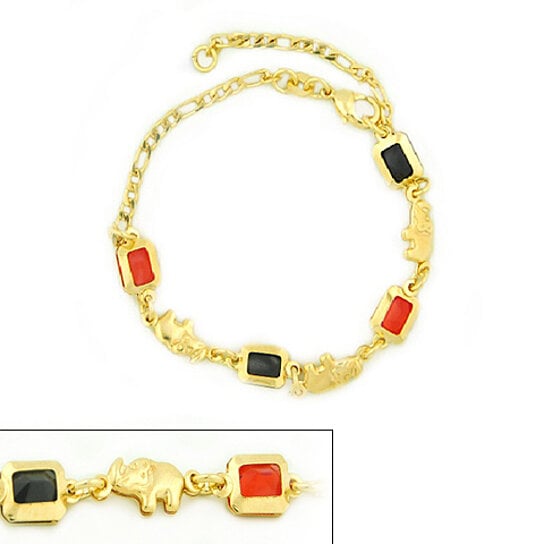 14k Gold Filled link Azabache Bracelet 7.5" Image 2