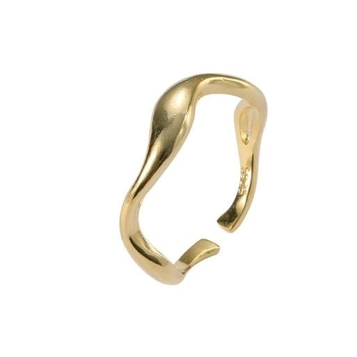 S Sterling Fashion style ins simple irregular wavy Popular style -plated female ring with Open Fashion style Ring Image 4