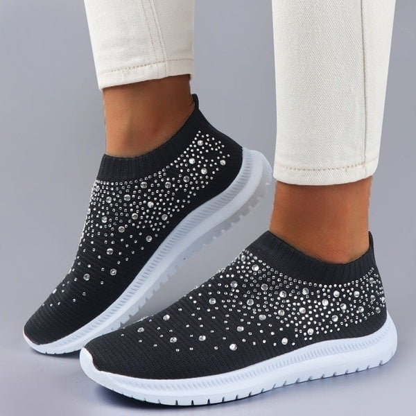 Women Shoes Rhinestone Sneakers Slip On Shoes Casual Image 2