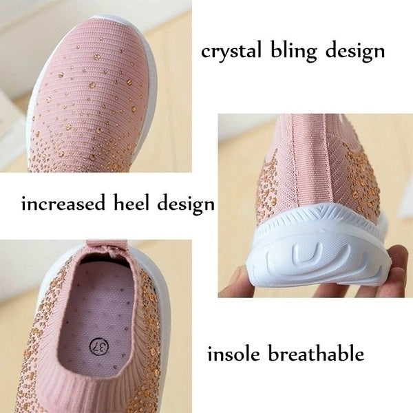 Women Shoes Rhinestone Sneakers Slip On Shoes Casual Image 8