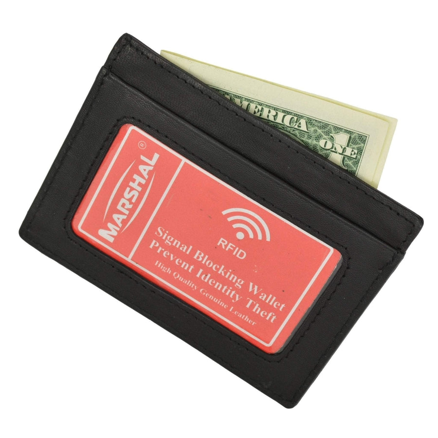 RFID Wallet Mens Slim Leather RFID Blocking Front Pocket Wallet Thin Card Holder RFID P 370 (C) Image 1