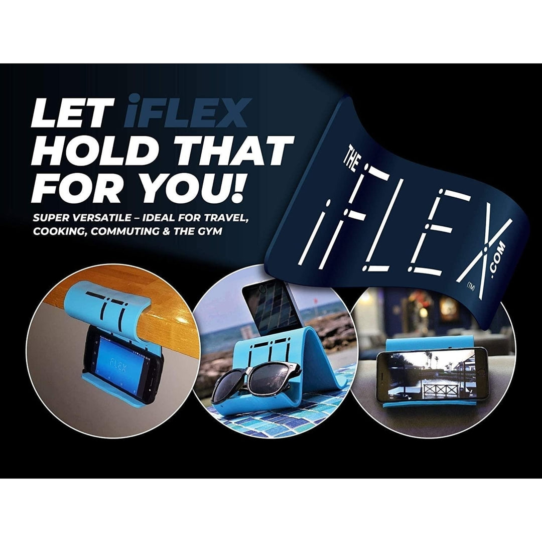 iFLEX Tablet Cell Phone Stand Dark Blue 2-Pack Universal Hands-Free Non-Slip Grip Waterproof Image 4