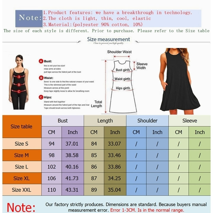 Women Sleeveless Pockets Casual Vest Swing Dresses Image 9